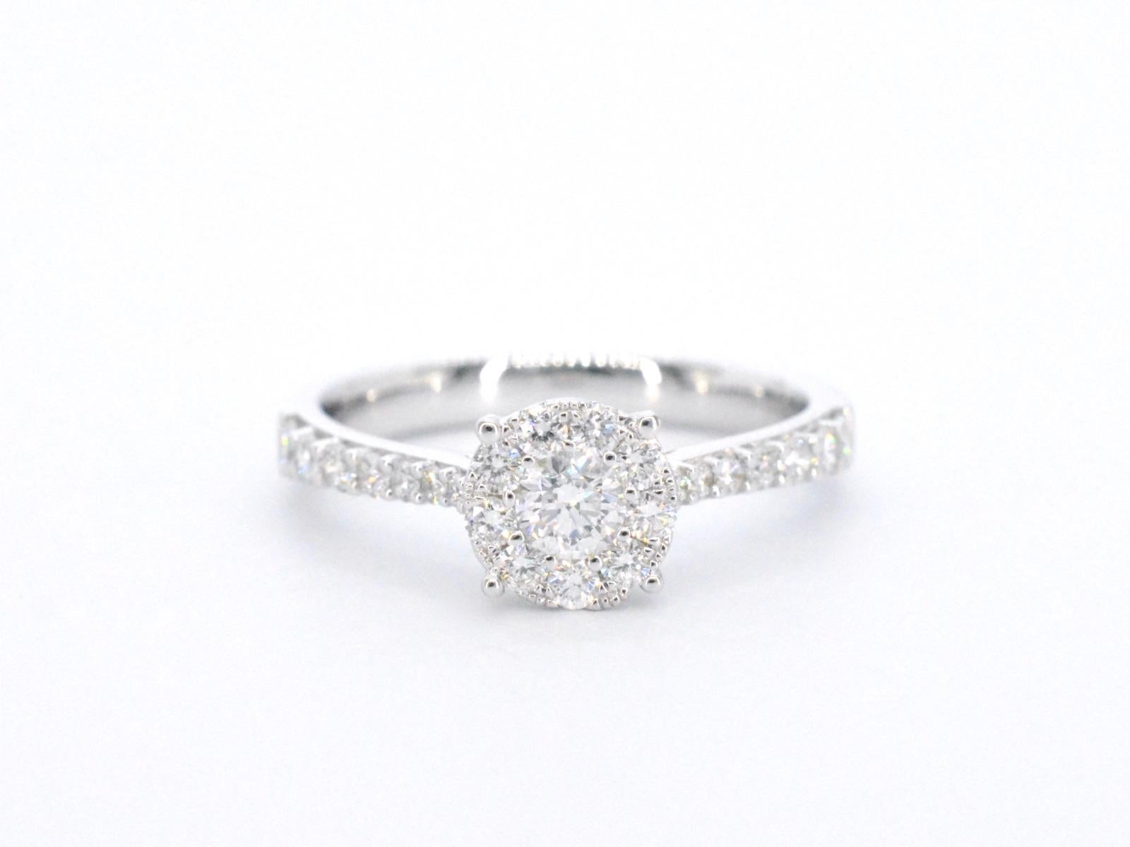 White Gold Entourage Ring with Brilliant Cut Diamonds For Sale 1
