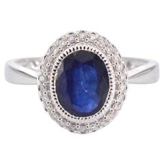White Gold Entourage Ring with Diamonds and Sapphire