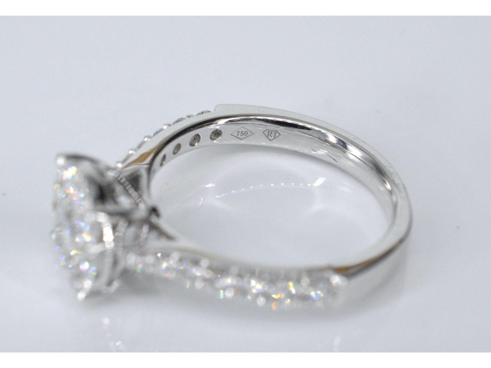 Women's White Gold Entourage Ring with Large Brilliant Cut Diamonds For Sale