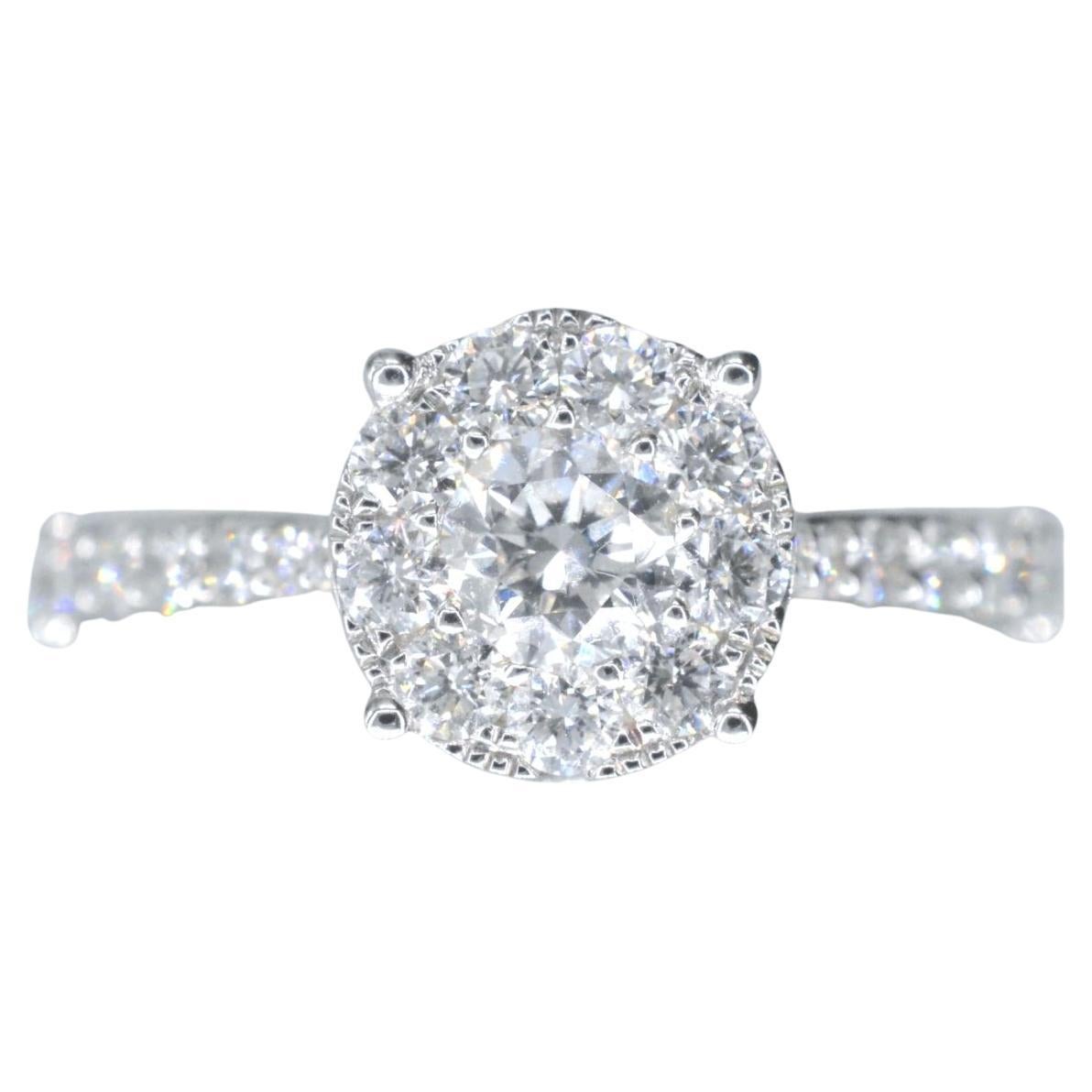 White Gold Entourage Ring with Large Brilliant Cut Diamonds For Sale