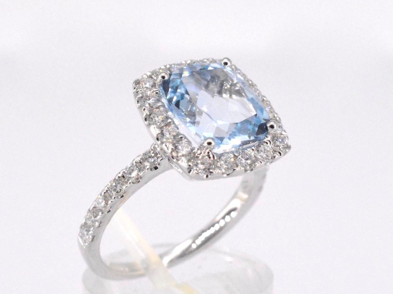 Brilliant Cut White Gold Entourage Ring with Natural Topaz and Diamonds For Sale