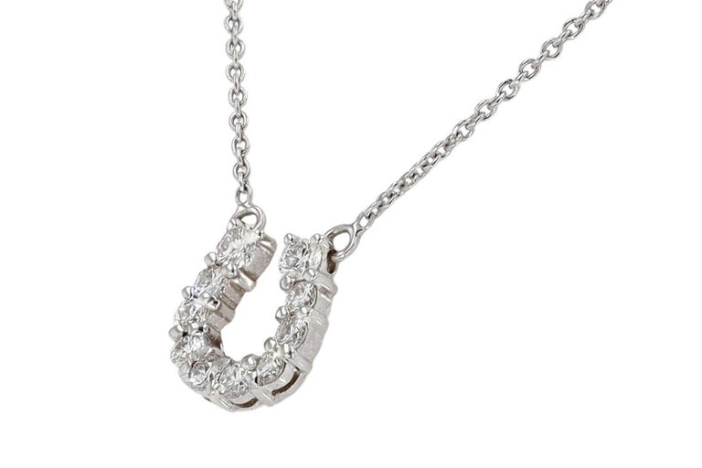 White Gold Equestrian Diamond Horseshoe Necklace For Sale at 1stDibs