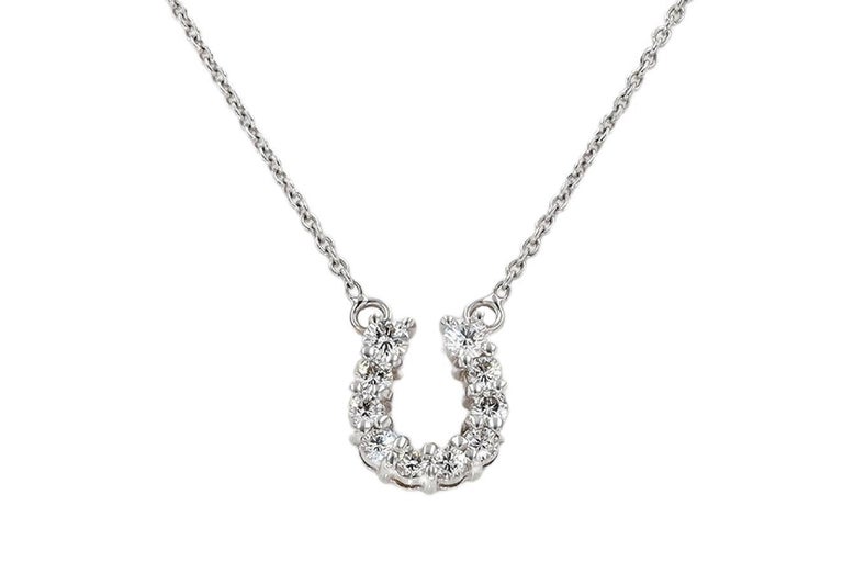 White Gold Equestrian Diamond Horseshoe Necklace For Sale at 1stDibs
