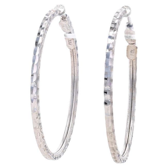 The Medium Green Hoop Earrings in Platinum (Pierced) main image 1