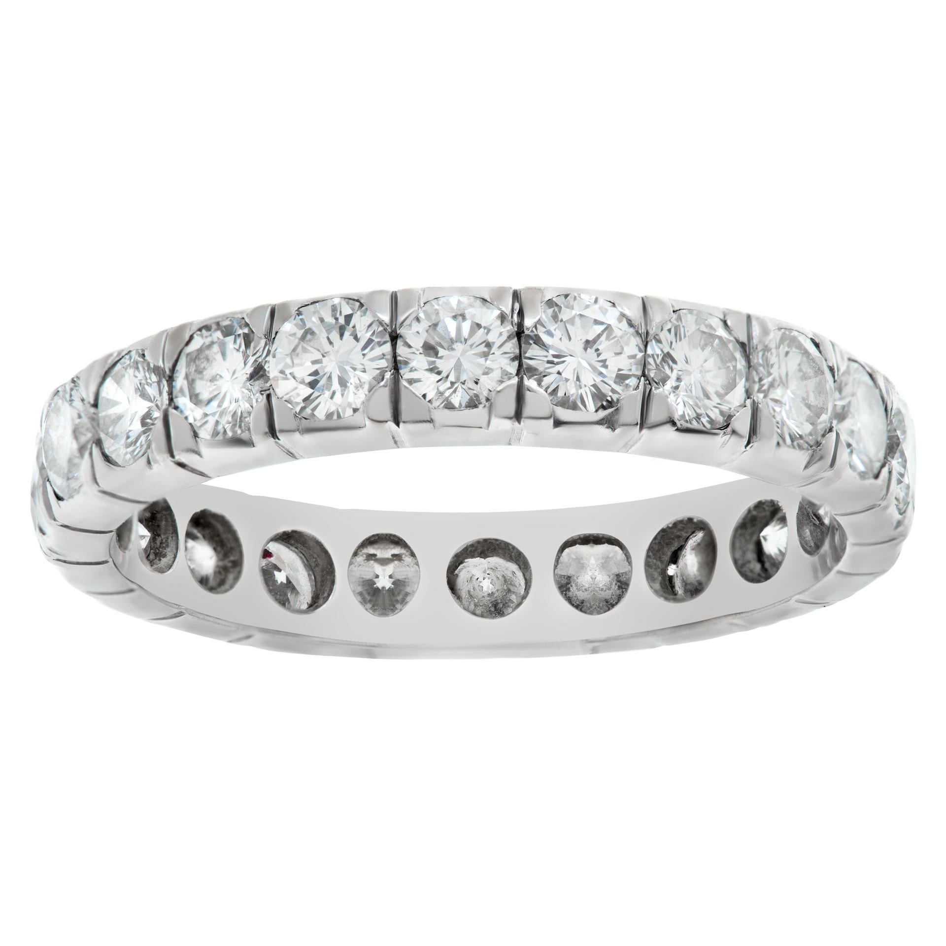 White gold eternity band w/ approx. 1.5 cts in G-H Color, VS Clarity diamonds For Sale