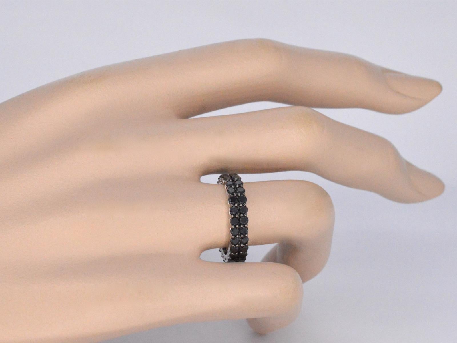 Contemporary White Gold Eternity Ring with Black Diamonds For Sale