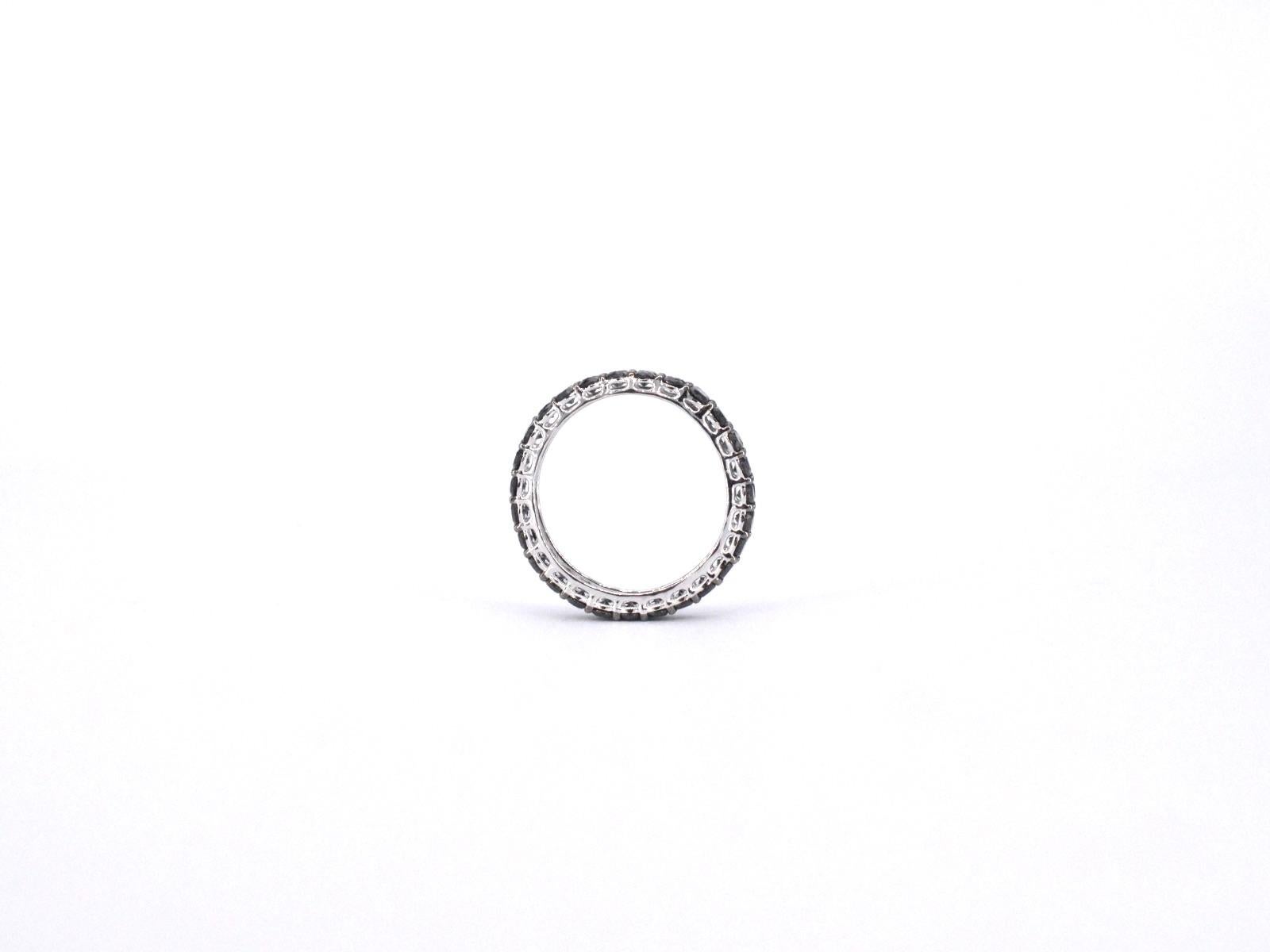 White Gold Eternity Ring with Black Diamonds For Sale 1