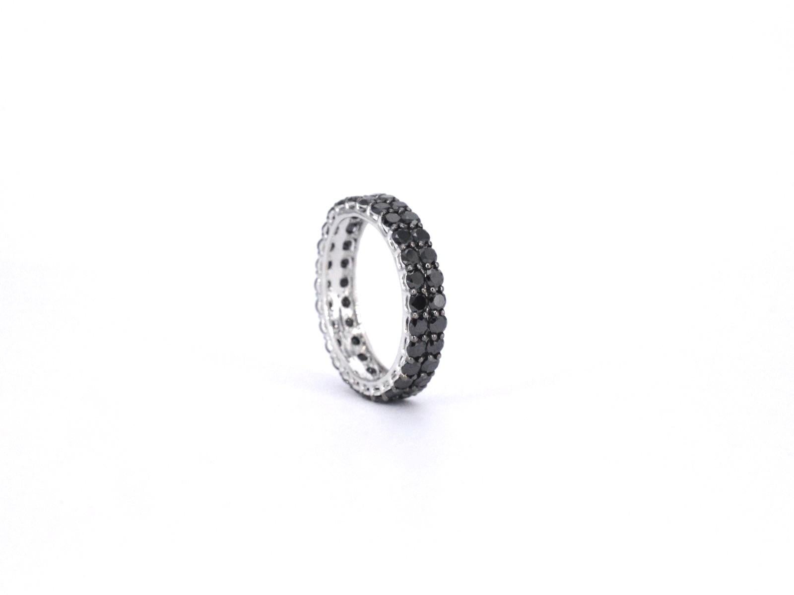 White Gold Eternity Ring with Black Diamonds For Sale 2