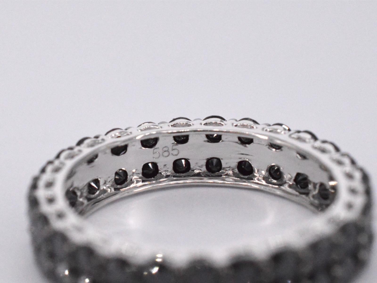 White Gold Eternity Ring with Black Diamonds For Sale 3