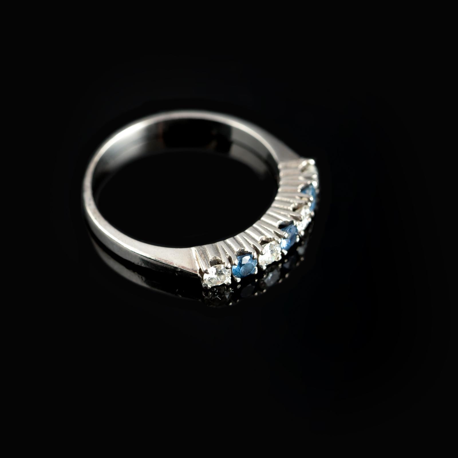 Revival White Gold Eternity Ring with Sapphires and Diamonds – Contemporary Design For Sale