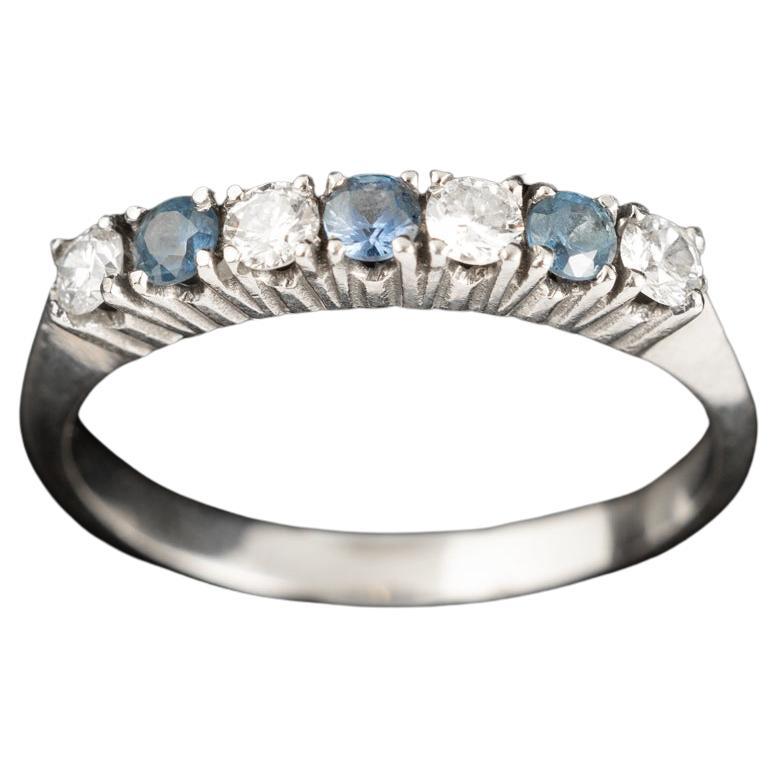 White Gold Eternity Ring with Sapphires and Diamonds – Contemporary Design For Sale