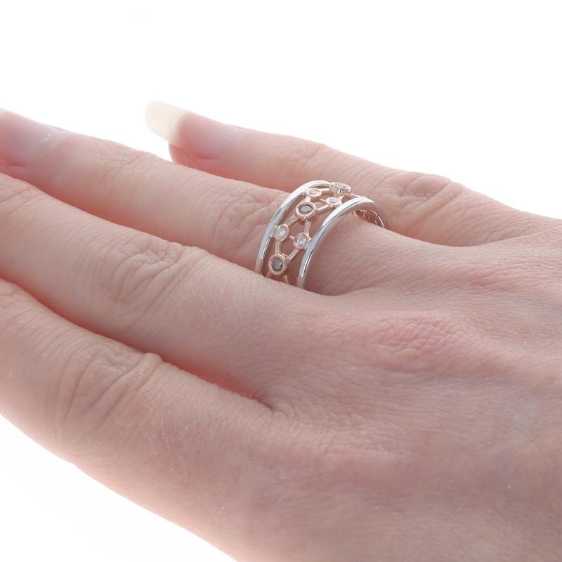 Anillo de oro blanco con diamante marrón fantasía 14k Rnd.36ctw Lattice Ring Sz 7 1/2 Corte redondo en venta
