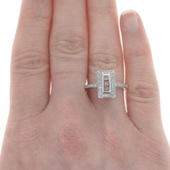 White Gold Fancy Brown Diamond Ring - 14k Princess .58ctw Three-Stone Halo