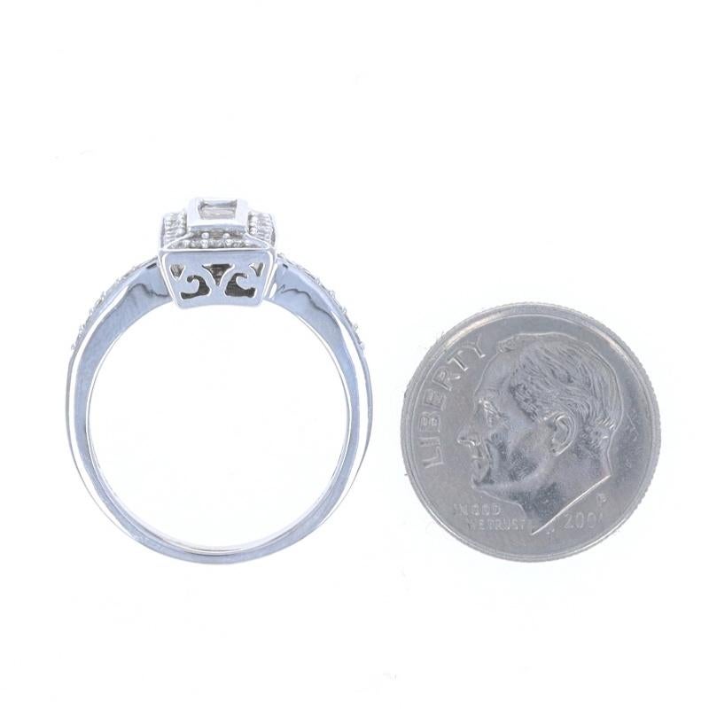 Women's White Gold Fancy Brown Diamond Ring - 14k Princess .58ctw Three-Stone Halo For Sale
