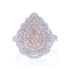 Weißgold Fancy Pink Diamond Triple Halo Cocktail Ring - 14k 1.00ctw