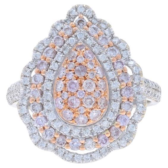 Weißgold Fancy Pink Diamond Triple Halo Cocktail Ring - 14k 1.00ctw im Angebot