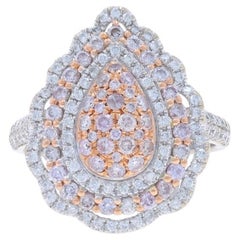Weißgold Fancy Pink Diamond Triple Halo Cocktail Ring - 14k 1.00ctw