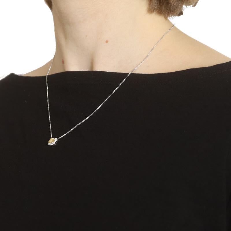 Collier Halo en or blanc avec diamant jaune fantaisie 18