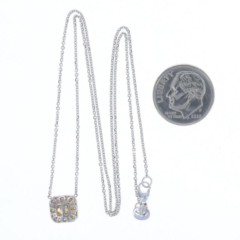 Collier Halo en or blanc avec diamant jaune fantaisie 18