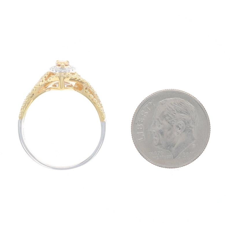Bague de halo en or blanc avec diamant de couleur jaune orangé - 18k Pear .80ctw Engagement en vente 1