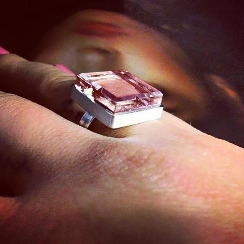 White Gold Fashion Ring with Natural Pink Tourmaline For Sale 12