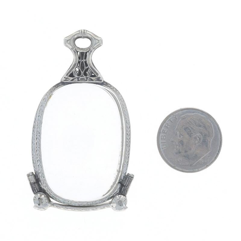 Weißgold gefüllt Art Deco Lorgnette Gläser Anhänger-1/10 12k Vintage By Lupen Damen im Angebot