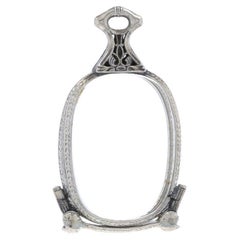 White Gold Filled Art Deco Lorgnette Glasses Pendant-1/10 12k Vintage Magnifiers