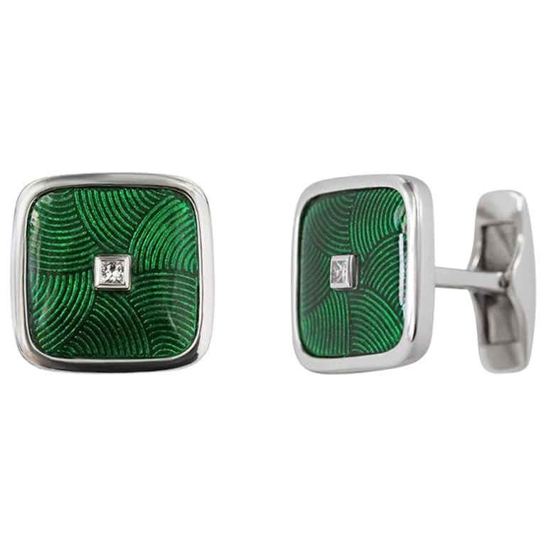 White Gold Fine Jewelry Diamond Statement Cufflinks For Sale