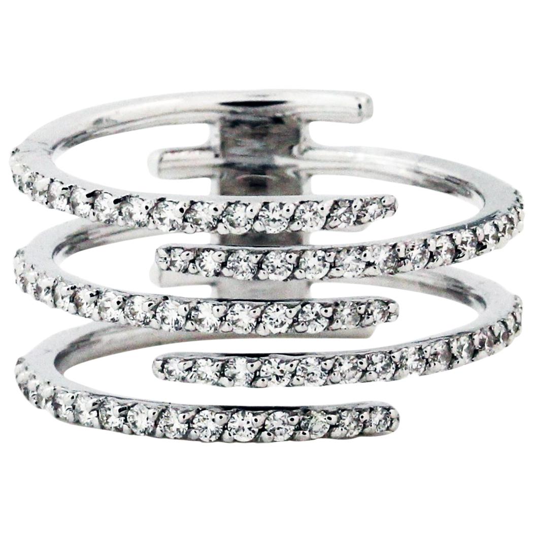 White Gold Five-Diamond Row Bypass Ring