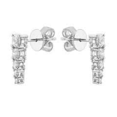 White Gold Five Stone Drop Earrings