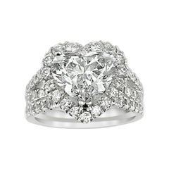 White Gold Flawless Heart Shape Diamond Ring, 3.13 D IF Type IIA