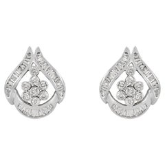 White Gold Floral Cluster Earrings 2.04ct TDW