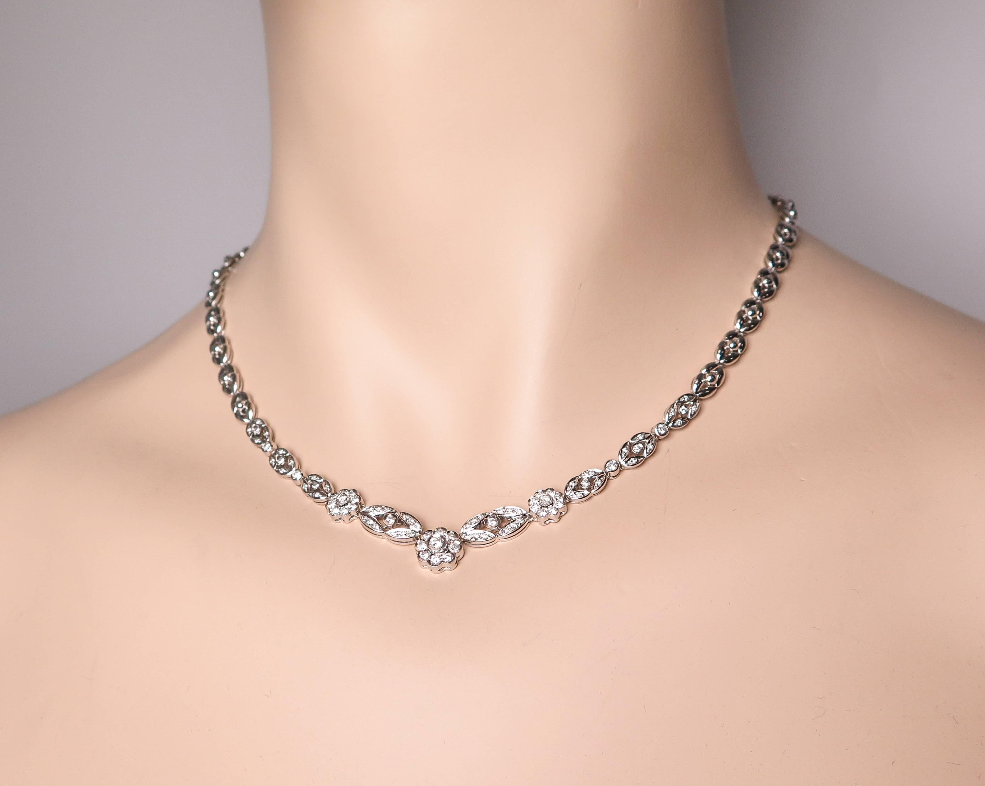 White Gold Floral Diamond Necklace 2