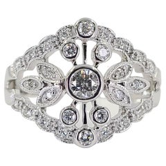 White Gold Floral Dome Diamond Band