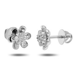 White Gold Flower Earrings with VVS Diamond