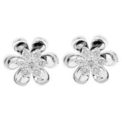 White Gold Flower Earrings with VVS Diamond