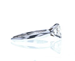 White Gold Four Prong Knife Edge Solitaire Engagement Ring Princess Cut Diamond