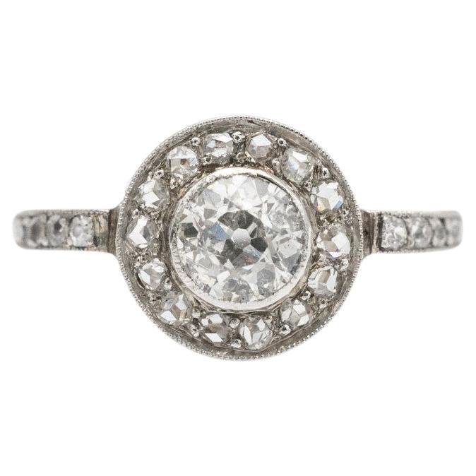 White gold French ring with 0.95ct diamonds, mid XX century.