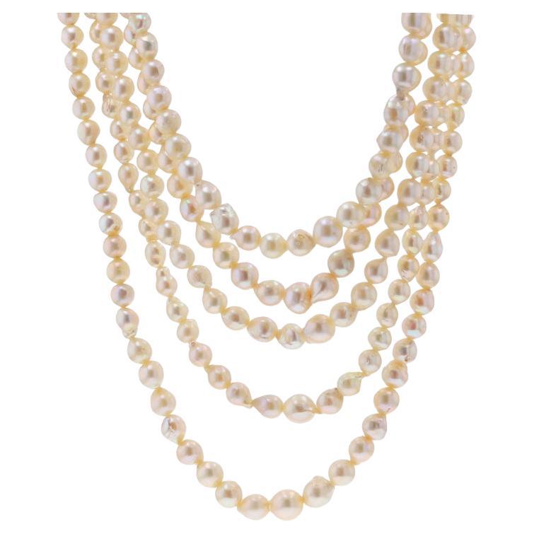 Collana a cinque fili graduati con perle d
acqua dolce in oro bianco da 15 3/4" 14k