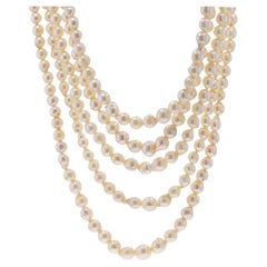 Collana a cinque fili graduati con perle d
acqua dolce in oro bianco da 15 3/4" 14k