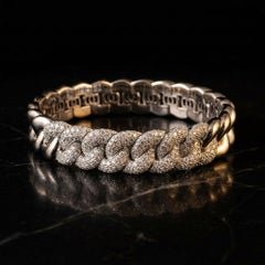 Weißgold G-VS Brillantschliff Diamant Flexibles Kubanisches Kettenarmband, 4,84 ct