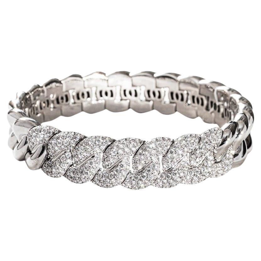 Bracelet à chaîne cubaine flexible en or blanc G-VS à diamants taillés en brillant, 4,84 ct