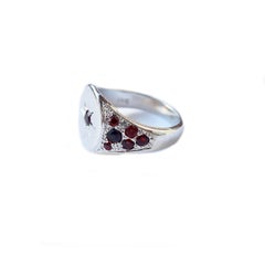 White Gold Garnet Compass Ring