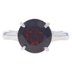 White Gold Garnet Solitaire Ring - 14k Round 2.61ct Engagement