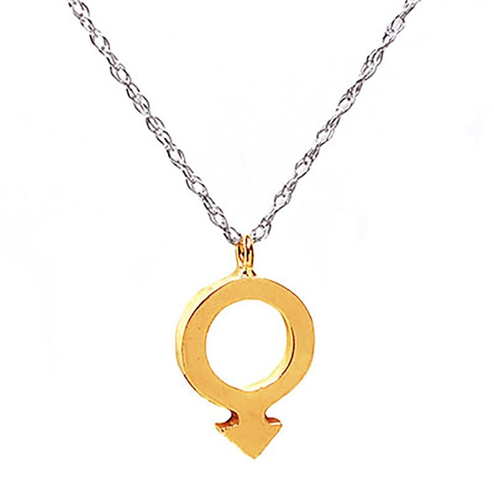 Round Cut White Gold Gender Shape Two Charms Diamond Pendant Necklace