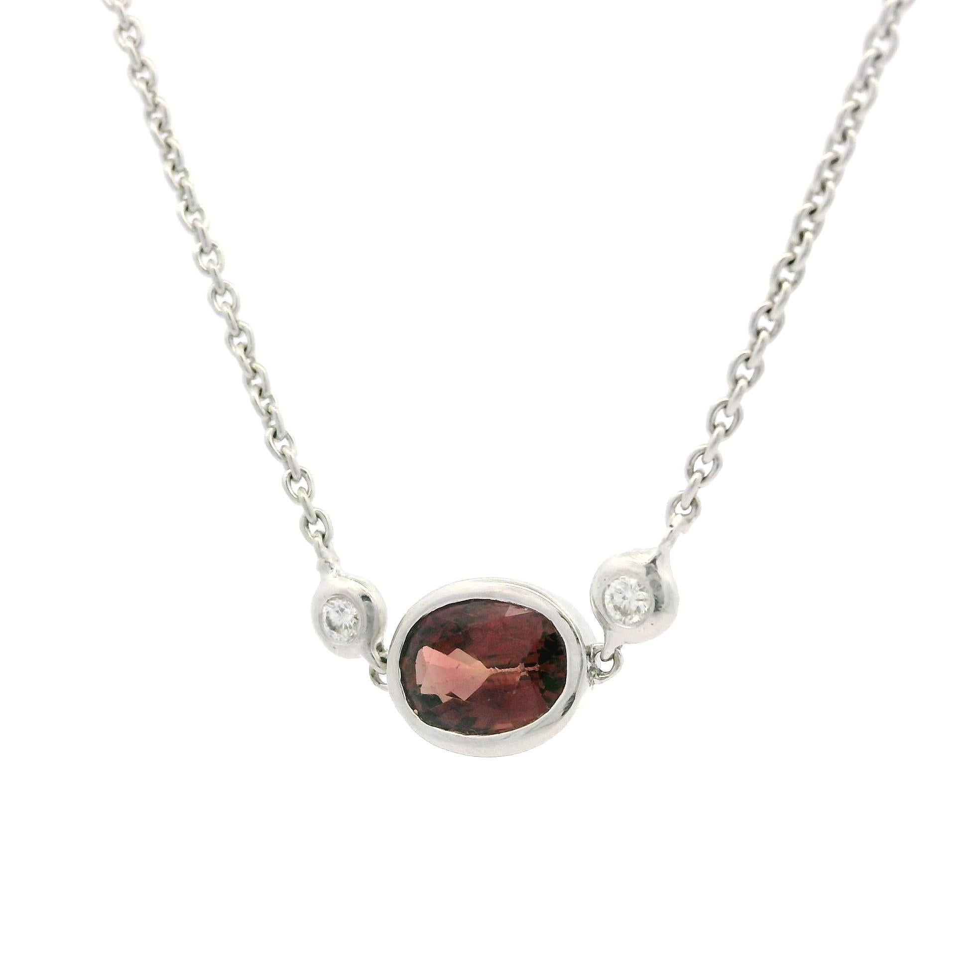 Women's White Gold GIA 1.13ctw No Heat Reddish Pink Sapphire Bezel Pendant Necklace For Sale