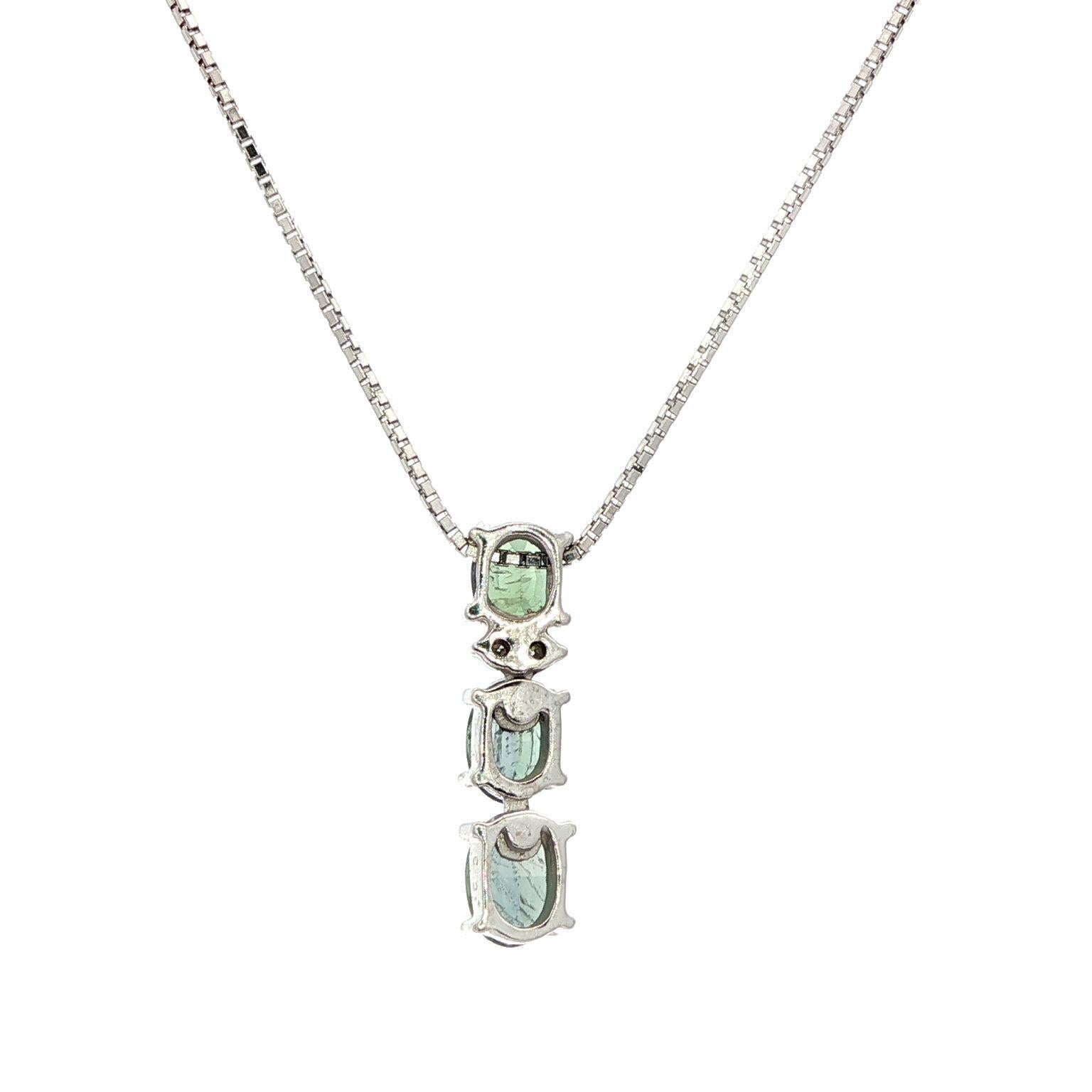 White Gold GIA 1.27ctw Oval Brazil Alexandrite Diamond 3 Stone Pendant Necklace For Sale 4
