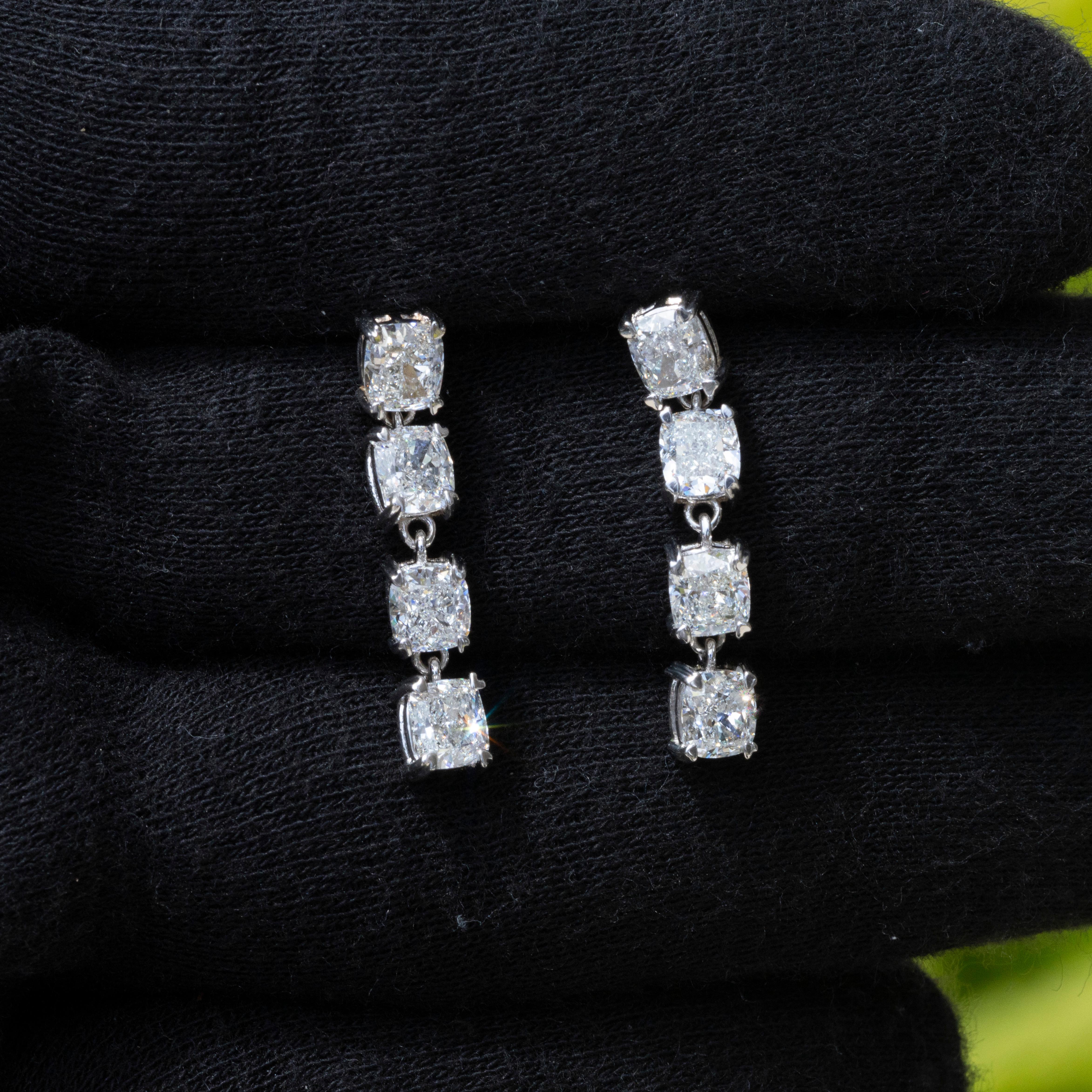 Princess Cut White Gold GIA Certified Natural Internally Flawless Diamond Earrings