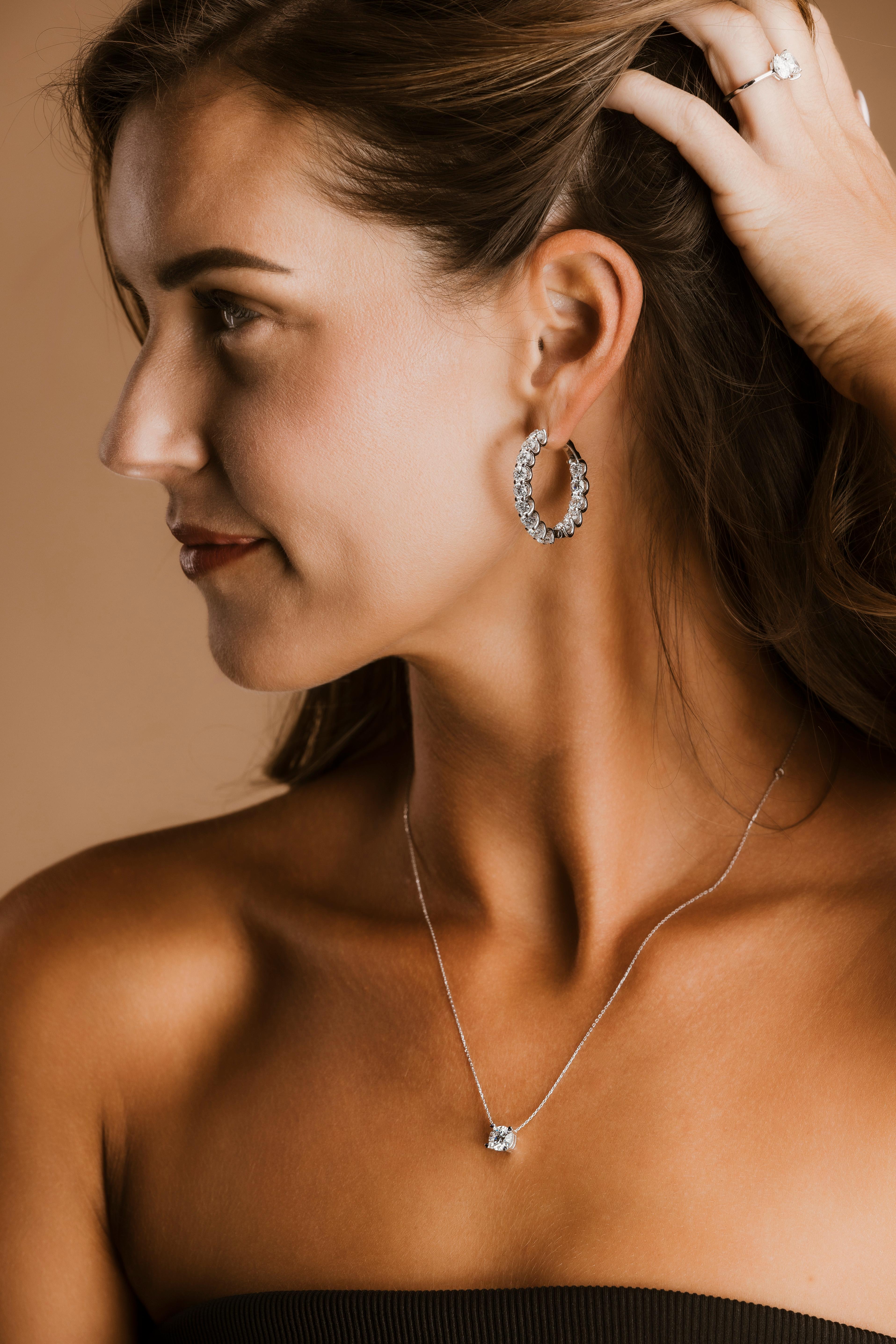 White Gold GIA Certified Natural Internally Flawless Inside Out Hoop Earrings 5