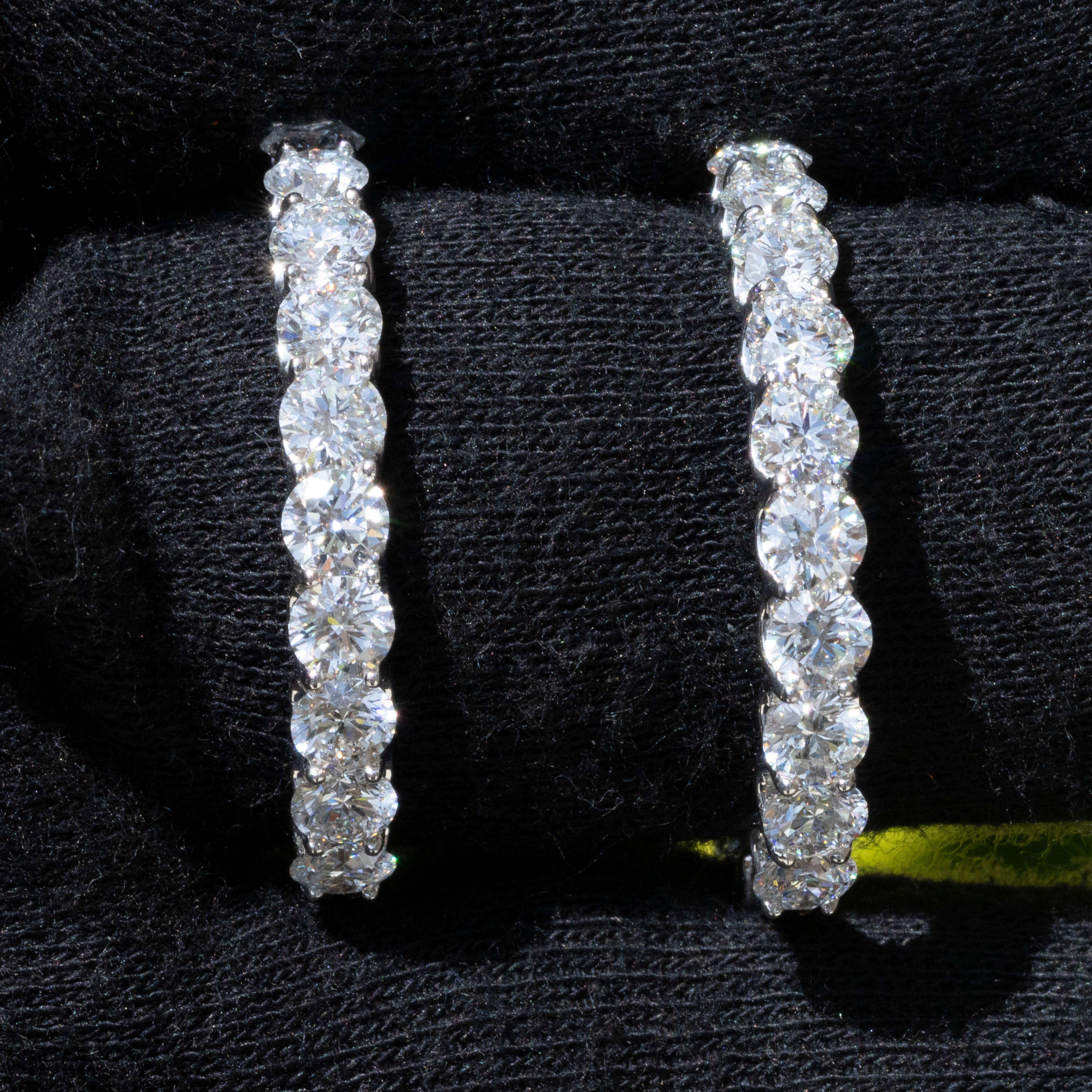 White Gold GIA Certified Natural Internally Flawless Inside Out Hoop Earrings 3